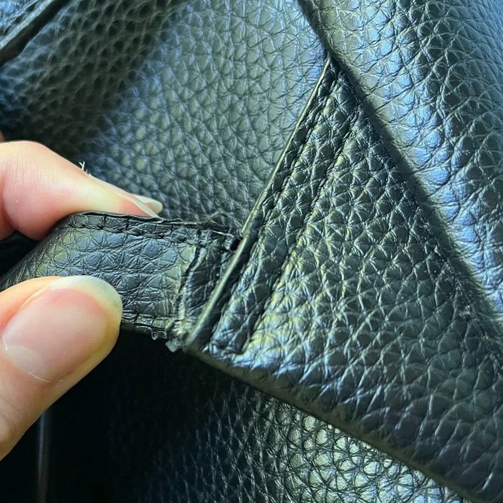 EMPORIO ARMANI Black Mini Backpack Synthetic Pebbled Leather Bag